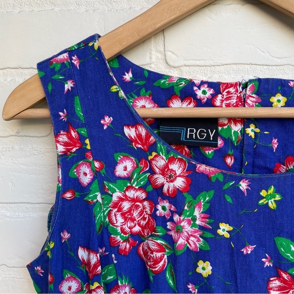 Vintage 90’s Blue Floral Mini Dress - Picture 3 of 7